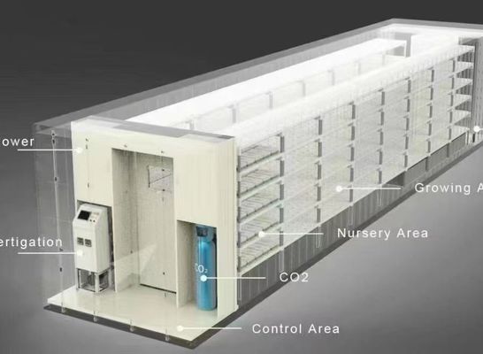 形状の屋根のための水栽培垂直農業コンテナシステム